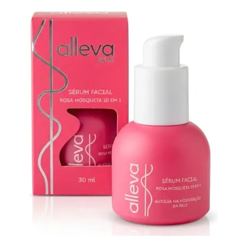 Sérum Facial Anti-Idade Rosa Mosqueta 10x1 Alleva - Hidratação e Cuidado Facial