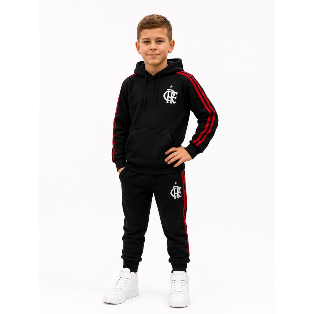 conjunto de frio agasalho com capuz masculino para meninos do 2 anos ate 14 anos - agasalho moletom quentinho
