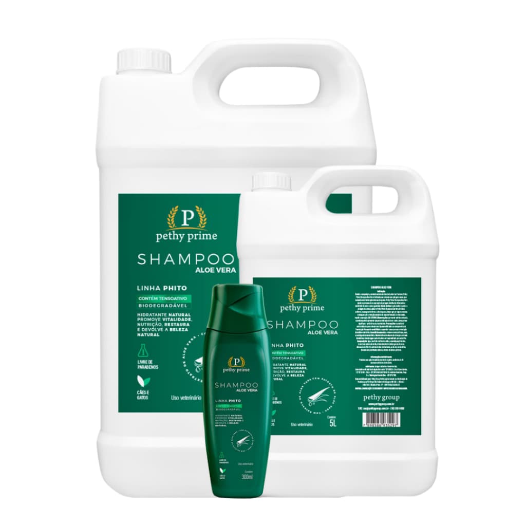 Shampoo Aloe Vera Pethy Prime 300ml | Hidratação e Limpeza Suave para Cães e Gatos