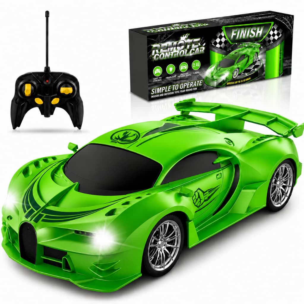Carrinho de Controle Remoto RC 2.4GHz Recarregável com Faróis LED Alcance 20m Carro Esportivo Hulk
