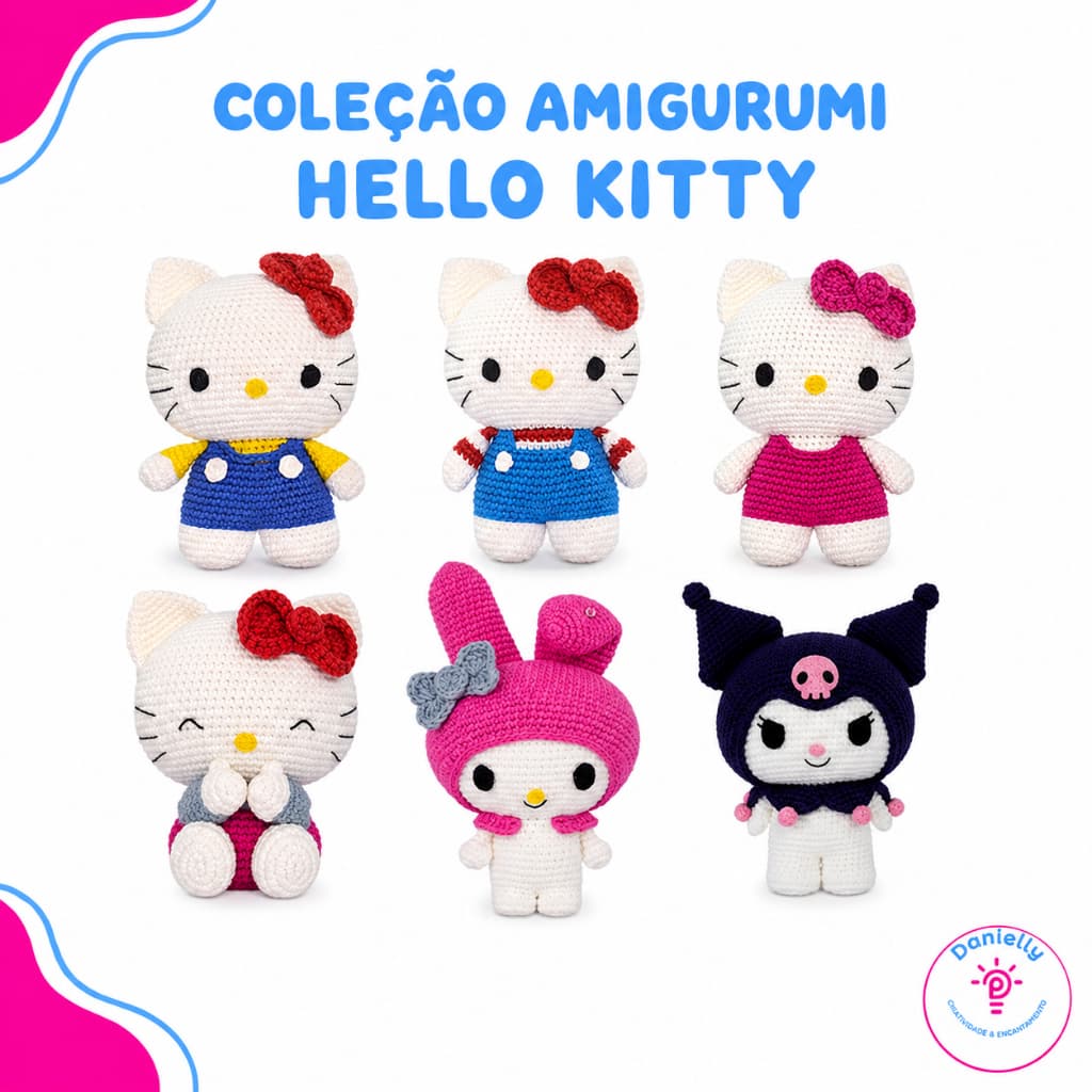 Kit Amigurumi Hello Kitty Círculo Sanrio Completo para Crochê – Escolha o Modelo