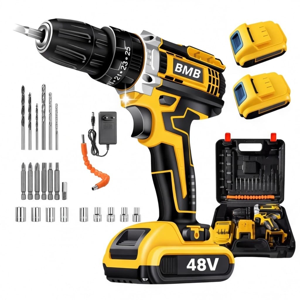 Parafusadeira Furadeira Recarregável com 2 Baterias Maleta Kit Completo Bivolt Uso Doméstico e Profissional