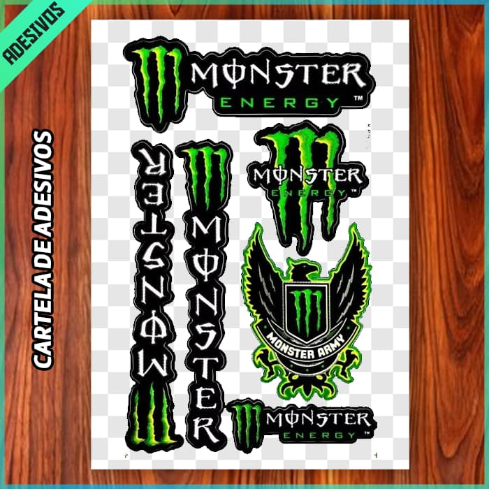 Cartela de Adesivos Monsters Energy, Vinil À Prova D'água, Gamer, Stickers