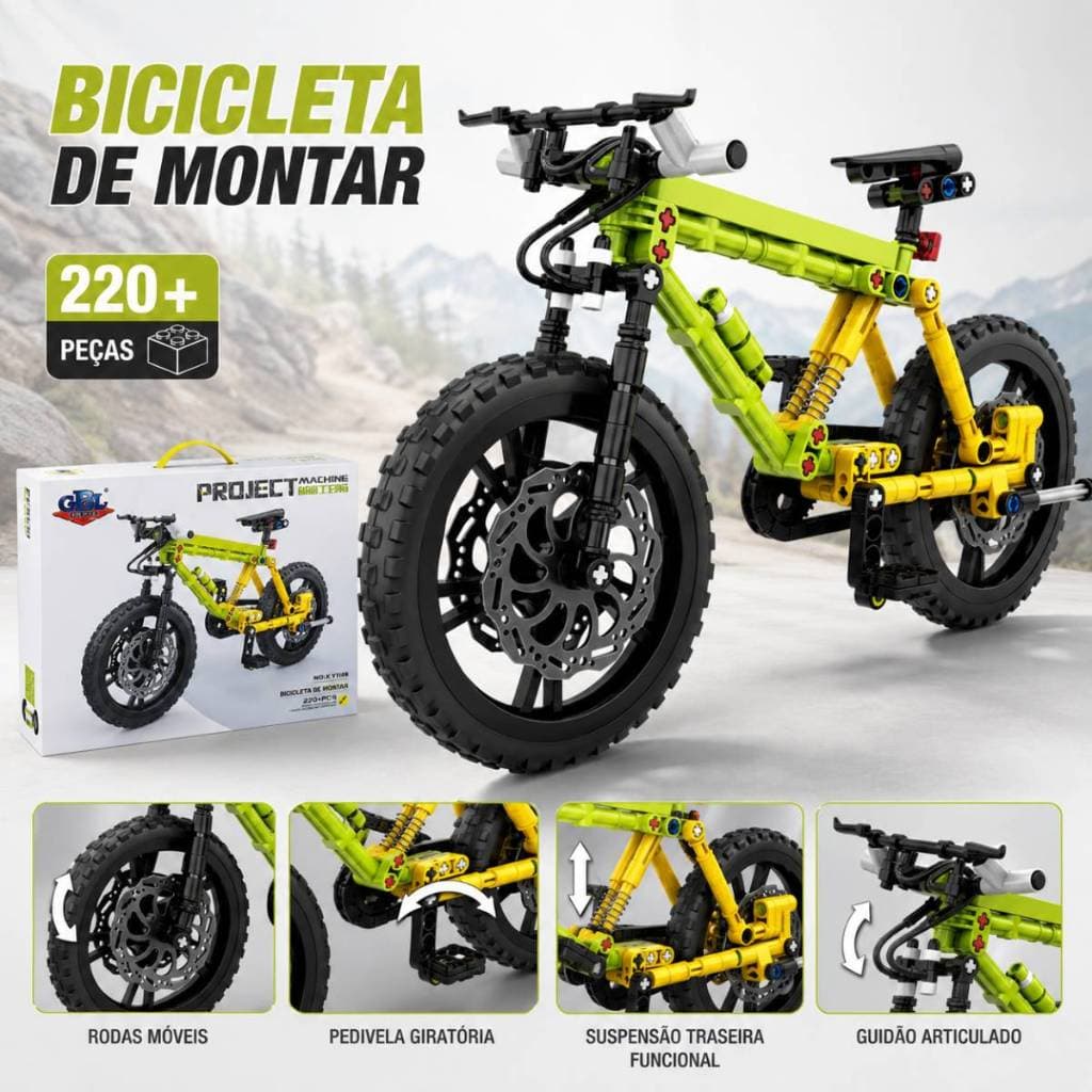 Kit Blocos De Montar Bicicleta Techn Realista 220 Peças Modelo Colecionável e Decorativa Compatível Com Blocos Lego