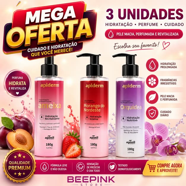 Kit 3 und Hidratantes Ameixa/Morango Nordeste/Orquidea 180g - Apinil