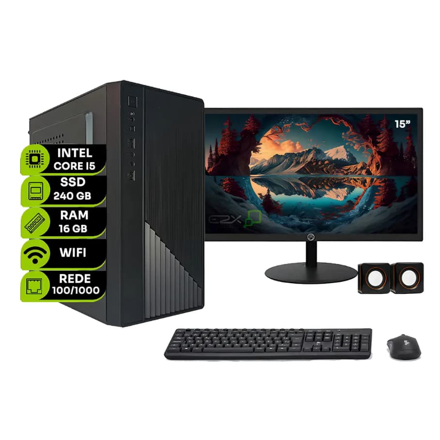 Computador Intel Core I5 4590 Ddr3 16gb Ssd 240gb Monitor 15
