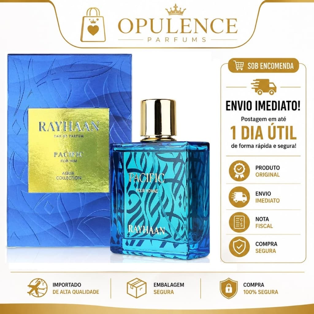 Perfume Rayhaan Pacific For Him Eau de Parfum 100ml Masculino Original Importado