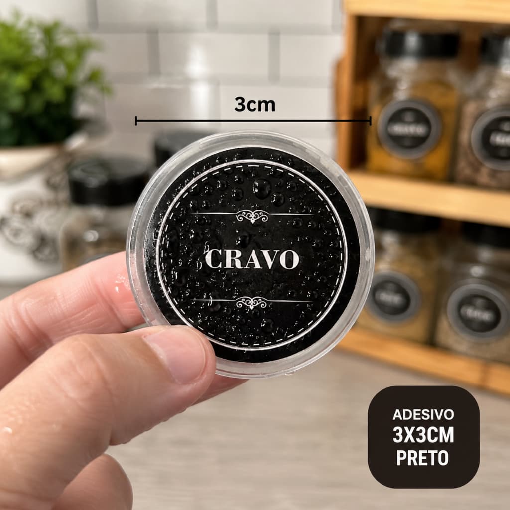 Kit 48 Adesivos Para Temperos Condimentos 3x3cm Organizadores De Potes Para Cozinha