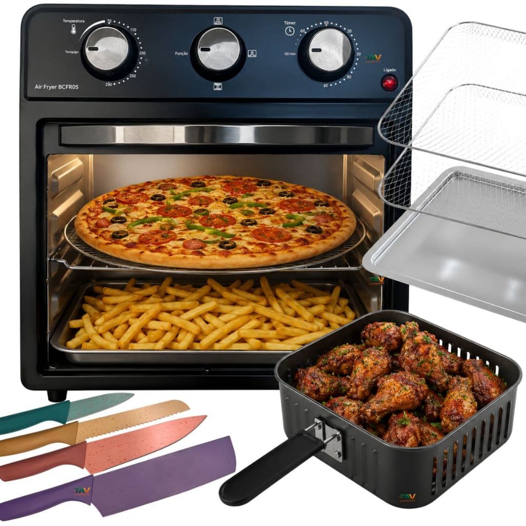 AIR FRYER BRITÂNIA 12L BELLA CUCINA FRITADEIRA SEM ÓLEO + KIT FACAS BRINDE