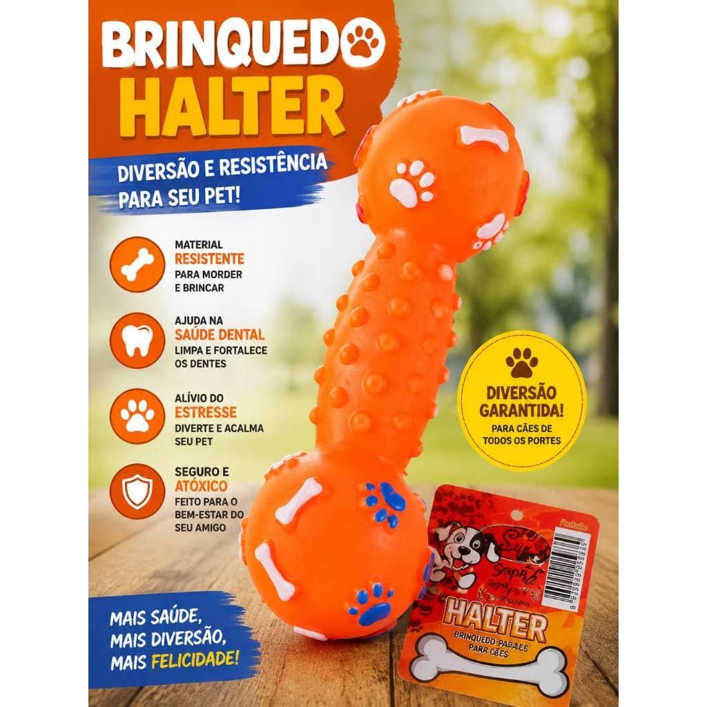 Brinquedo Pet Interativo para Cachorro Osso e Bolinha vinil Diversão.