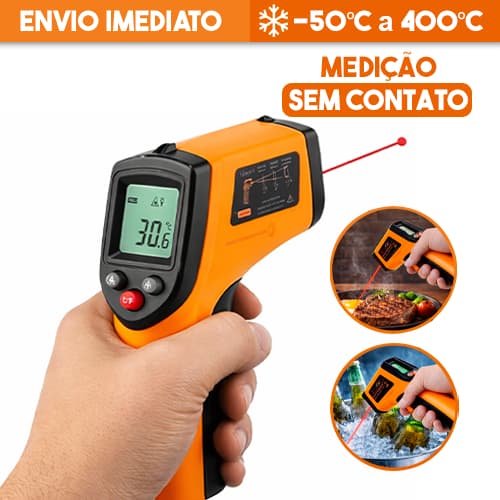Termômetro Infravermelho Digital Laser - Mede Sem Contato Ideal para Cozinha e Indústria -55º- 400ºc