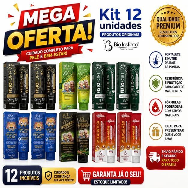 Kit 12 pomadas massageadora 150g sortidas para dores musculares - Bio Instinto
