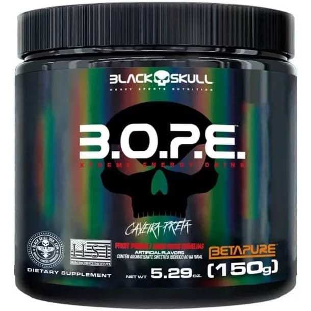 Suplemento Pré Treino Bope Xtreme Energy Drink Betapure 150g Sabore Frutas Vermelhas Black Skull