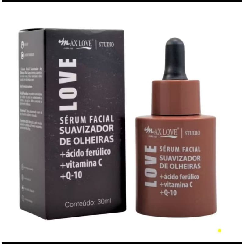 Sérum Facial Suavizador de Olheiras Ácido Ferúlico Vitamina C Q10 Olhos Cansados Max Love 30ml