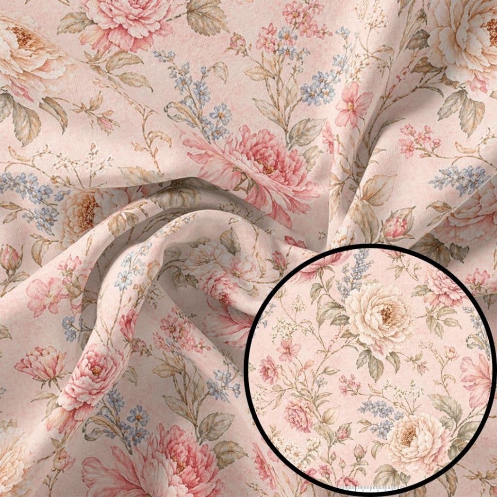 Tecido Patchwork Digital Floral Rosa Antigo DGAA916656