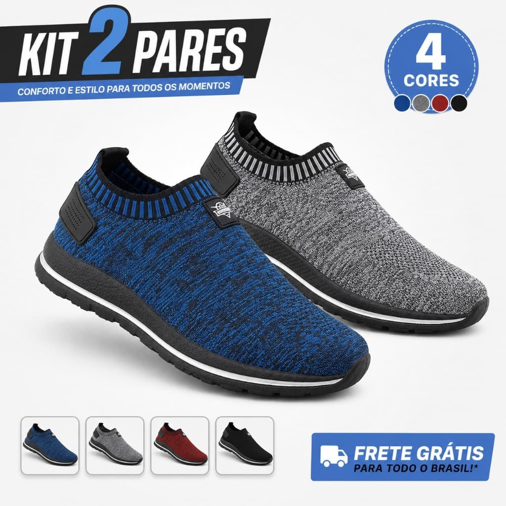 Kit 2 Pares Tênis Masculino Esportivo Meia Academia Corrida Caminhada Promoção Envio Imediato