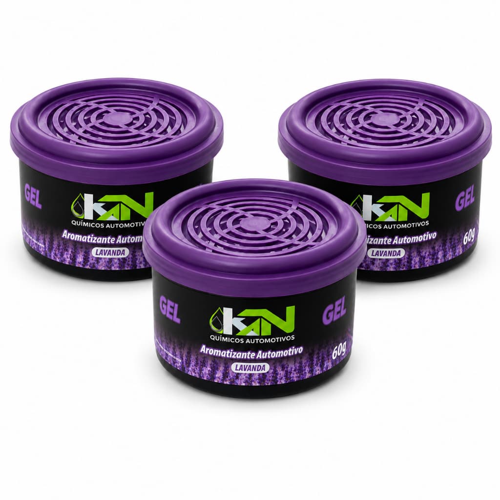 Kit 3 Cheirinho Lavanda em Gel Aromatizante Veiculo KN 60g Aroma Carro Automotivo Fragrancia