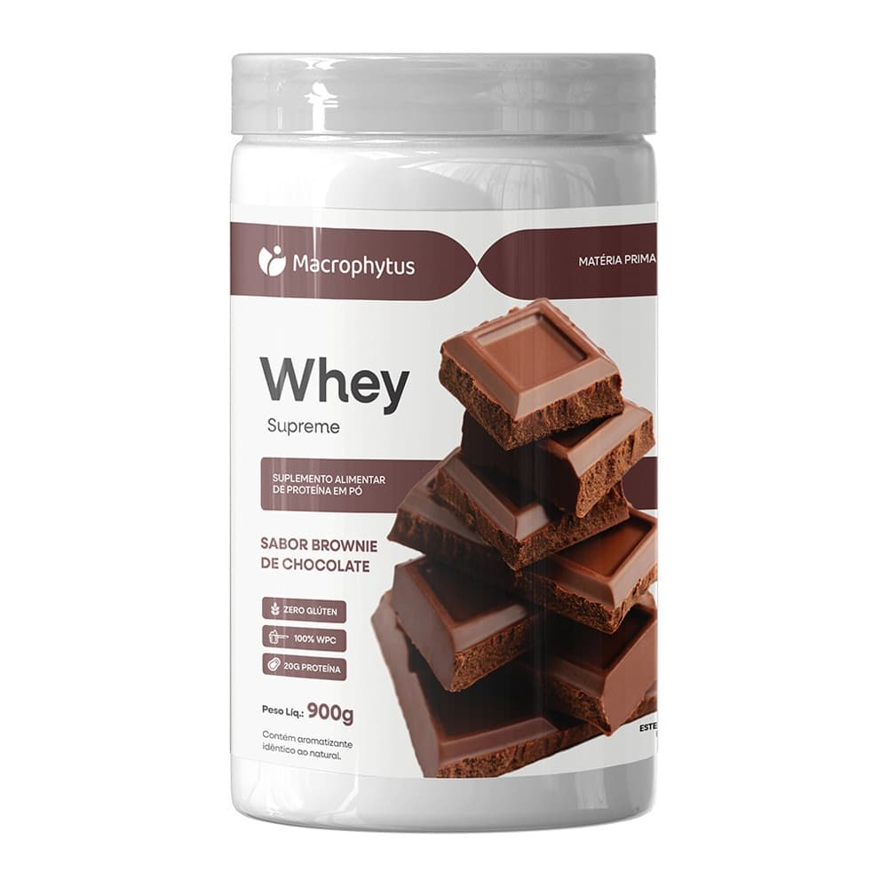 Whey Protein Supreme Macrophytus 900g Sabor Brownie de Chocolate - Proteína Pura Alta Absorção
