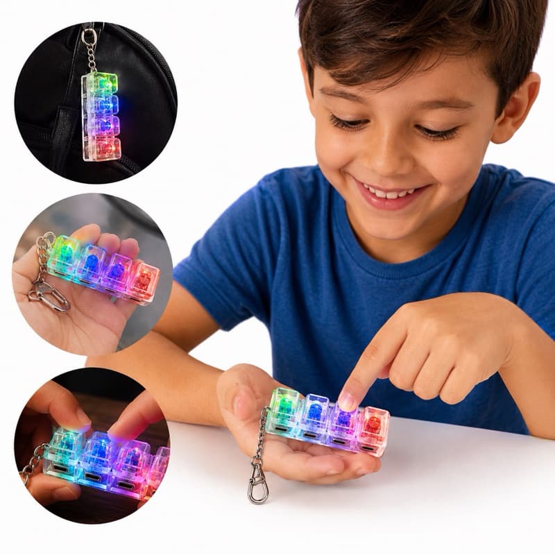 mini Teclado mecânico Clicker Antiestresse ansiedade tátil Chaveiro 4 teclas sensorial autismo Som Relaxante
