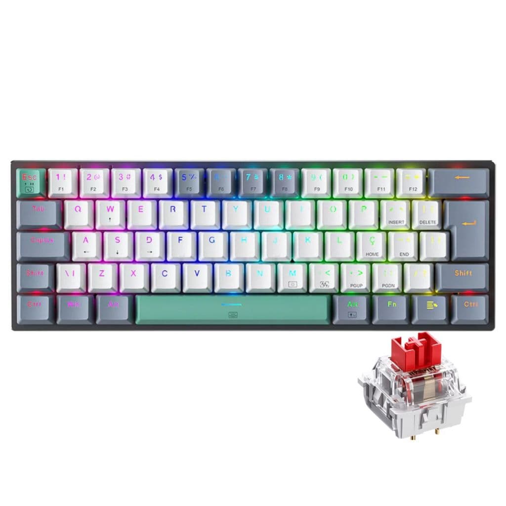 Teclado Mecânico Machenike K500-B61 Red RGB ABNT2 60%