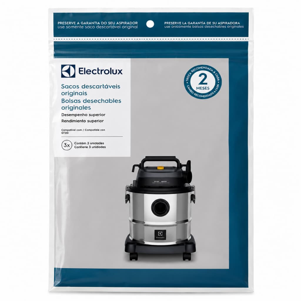 Kit 3 Sacos Descartáveis Original Electrolux Aspirador GT20I CSEBI A25137301