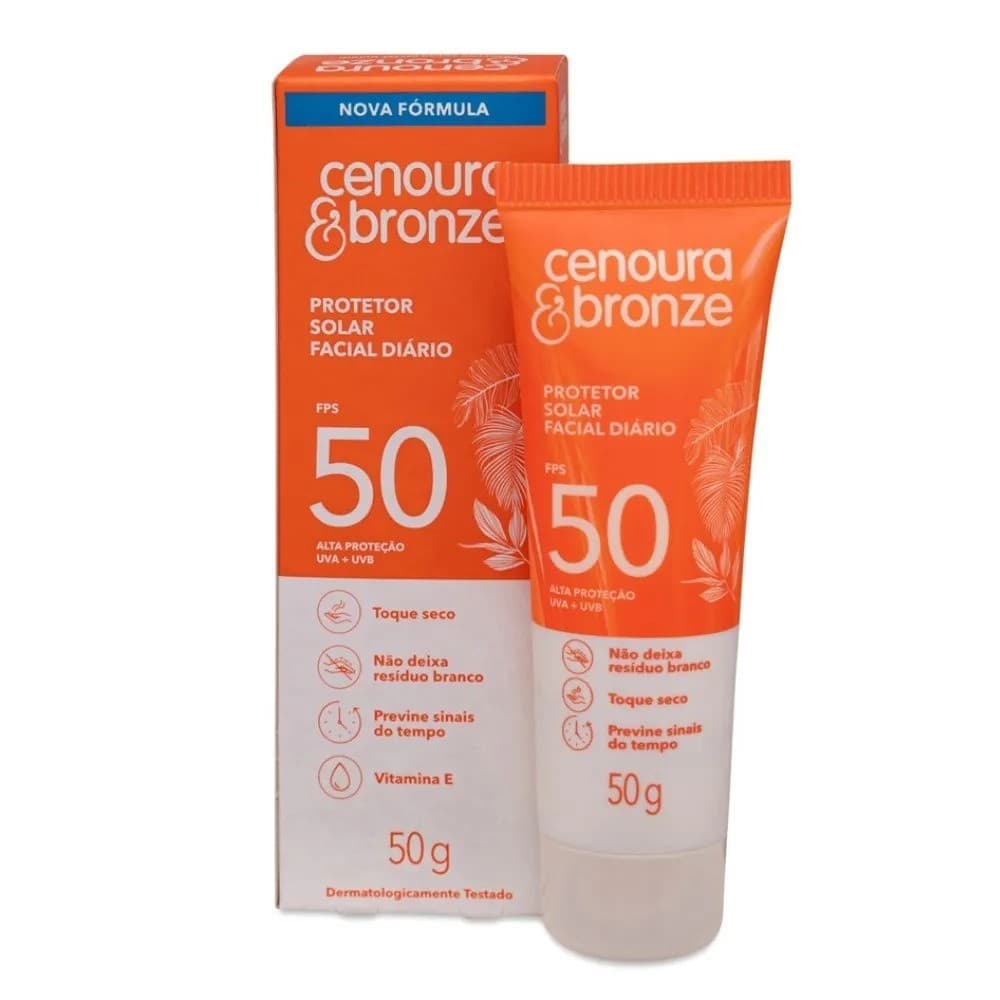 Protetor Solar Facial Diário Cenoura e Bronze FPS 50 50g