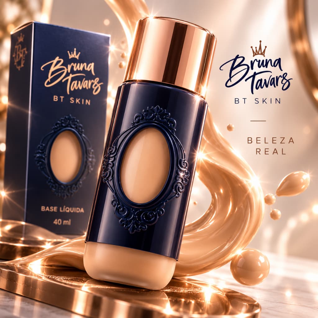 Base Líquida BT Skin Bruna Tavares 40ml Alta Cobertura Acabamento Aveludado Longa Duração