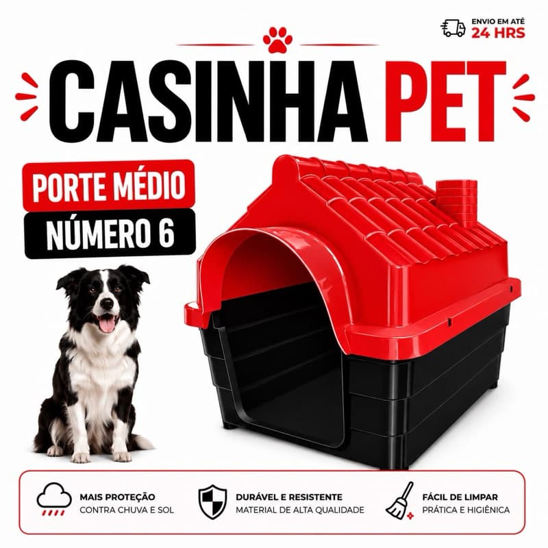 Casinha Para Cachorro Porte Médio Casa de Número 6 Conforto e Proteção Para Seu Pet