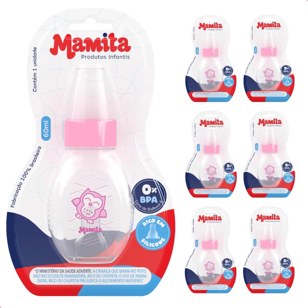 Mamadeira Chuquinha 60ml  0-6 Meses Recém Nascido 1 Un Silicone Bebê Cor ROSA