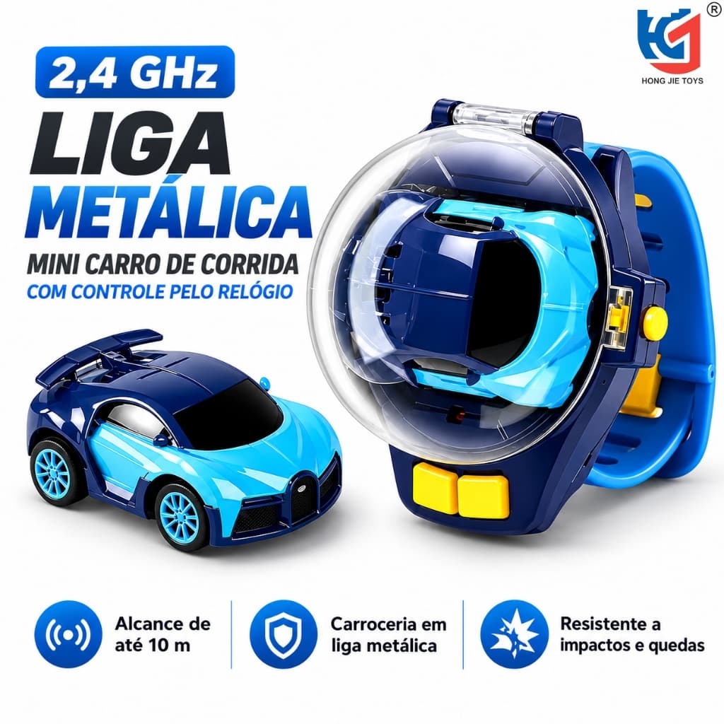 Carrinho Controle Remoto por Relógio 2.4G Liga Metálica Mini Carro RC Brinquedo Infantil