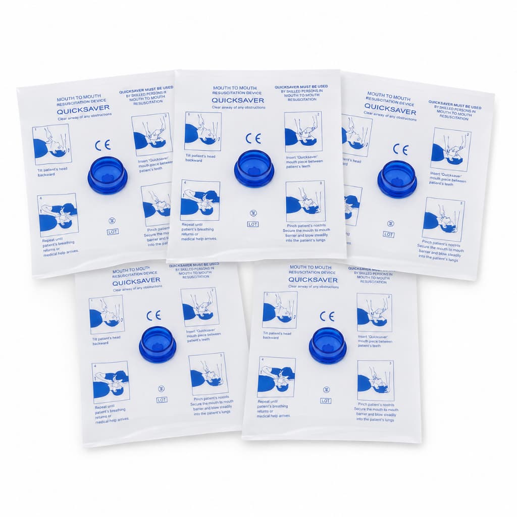 Kit 5 Máscara RCP Descartável com Válvula Unidirecional - Primeiros Socorros/APH