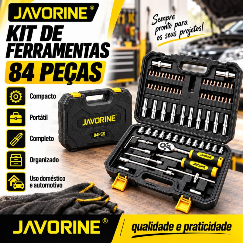 Kit De Ferramentas 84 Peças Jogo De Soquetes Chave Catraca Reversível Com Maleta Jogo De Ferramentas Completo
