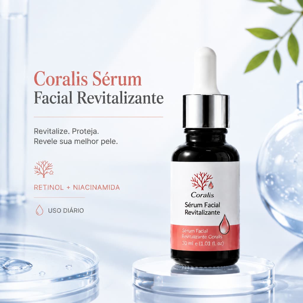 Coralis Sérum Facial Anti-idade com Retinol e Niacinamida - Reduz Rugas e Linhas Finas - 10ml/30ml