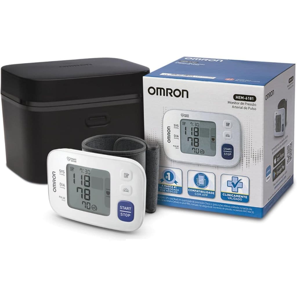 OMRON Aparelho De Pressão Arterial Digital De Pulso HEM-6181 Medidor