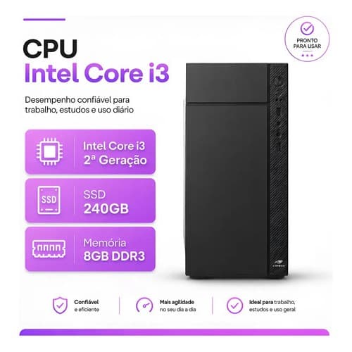 Computador Pc Intel Core I3 8gb 240gb Windows 10 Nf-e