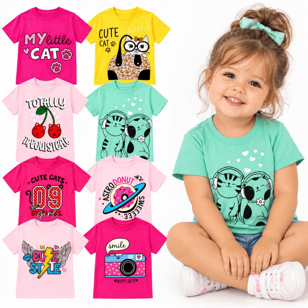 Camiseta Bebê Menina 100% Algodão do 1 ao 3 anos | blusa bebê menina | Roupa de Bebê Menina