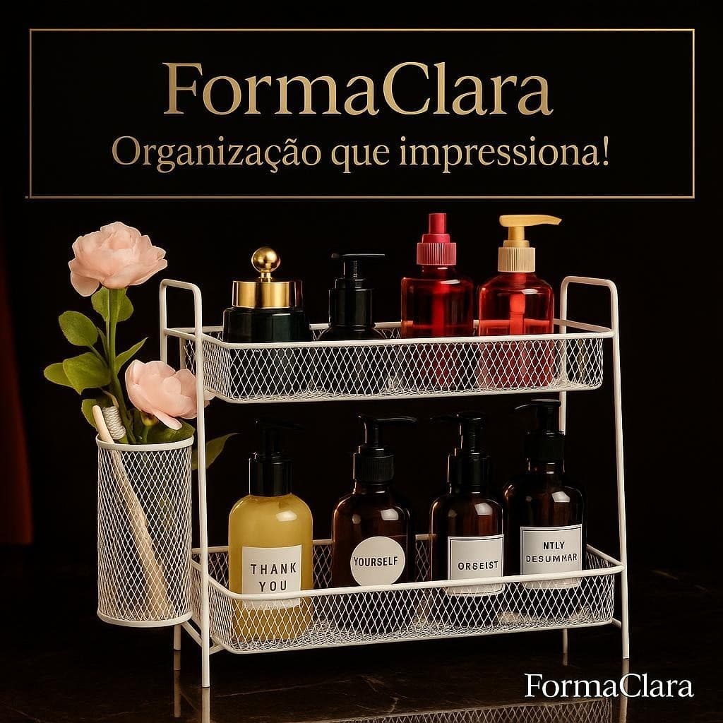 Organizador Multiuso Aramado 2 Andares Branco Metal para Cozinha Banheiro e Pia Prateleira Organizadora 35cm