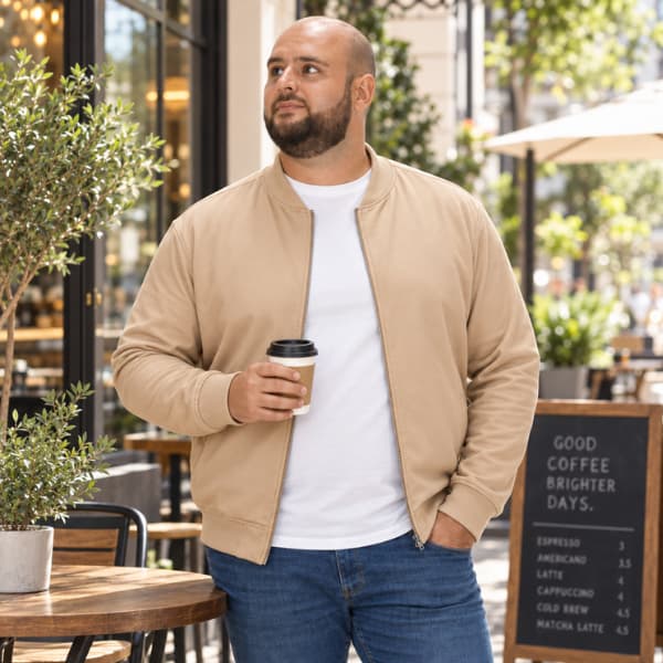 Jaqueta Bomber Masculina em Moletom Plus Size Grosso com Zíper e Bolsos Laterais