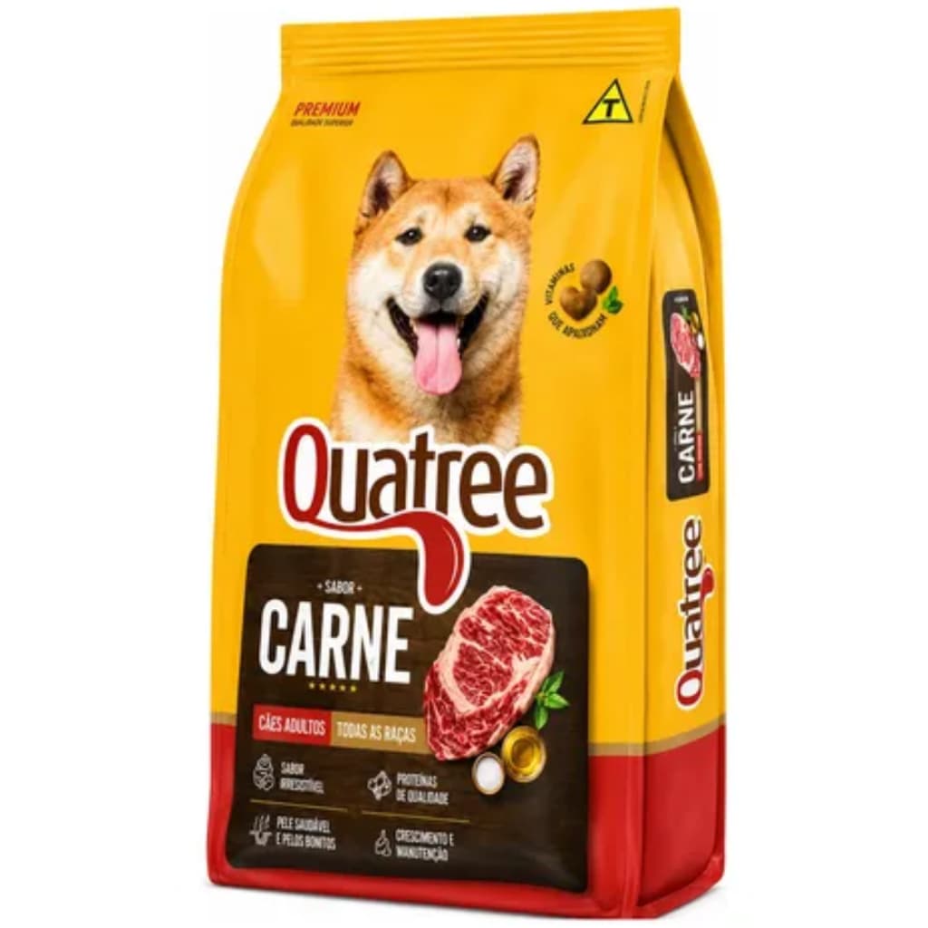 Ração cães Quatree Adulto Carne 15kg - Racao Premium para cachorro - Granvita
