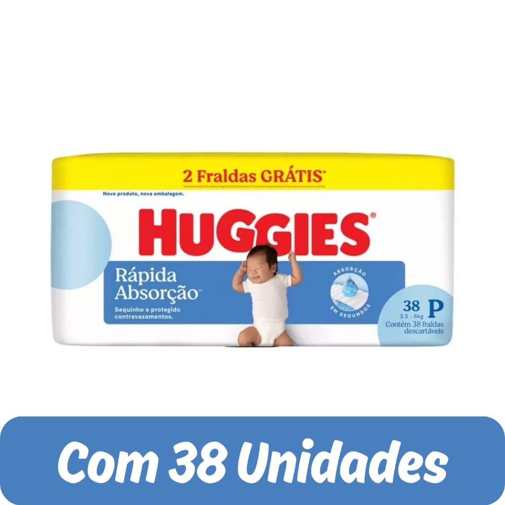 Fralda Descartável Huggies Rápida Absorção Tamanho P / M / G