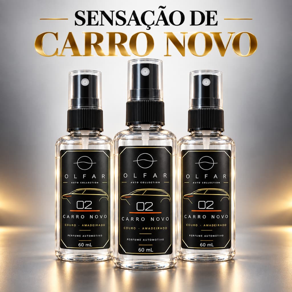 Kit Perfume Automotivo OLFAR Carro Novo 60ml Cheirinho para Carro Spray Premium Alto Rendimento