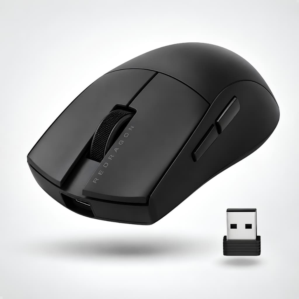 Mouse Gamer Redragon Sem Fio  King Lite  Preto Conexão Bluetooth  Wireless 2.4GHz Doungle USB