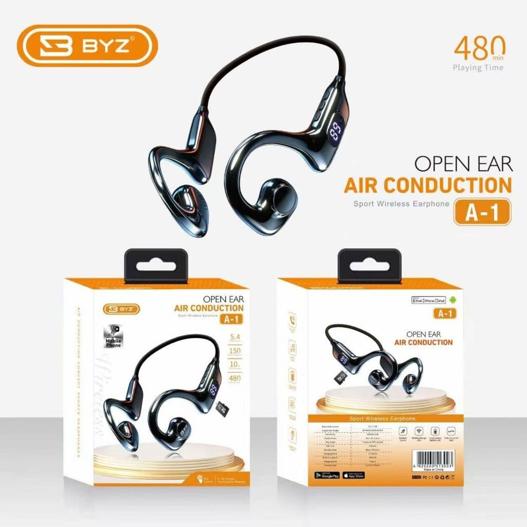 Fone Condução Fones De Ouvido Esporte LED Tela Sem Fio Bluetooth 5.3 Suporte Para Fone Cartão TF MP3 Com Microfone