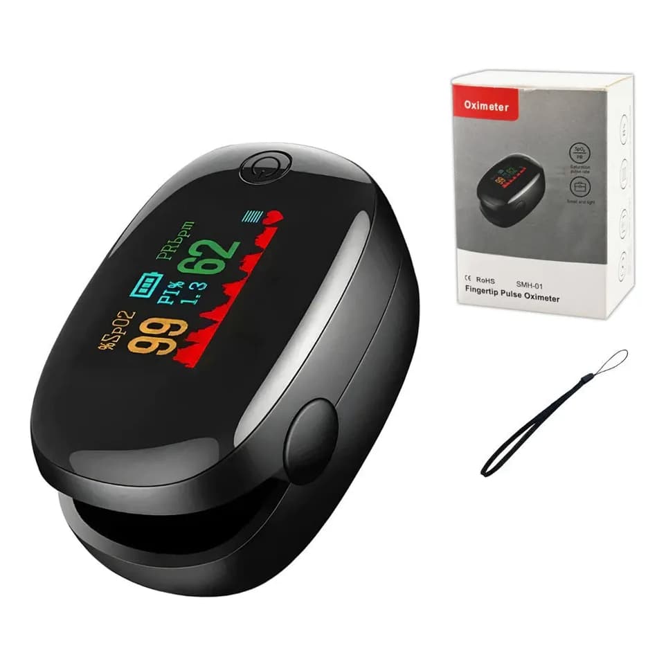 Oxímetro de Pulso de Dedo Digital SpO2 PR Monitor de Frequência Cardíaca Medidor de Saturação de Oxigênio no Sangue