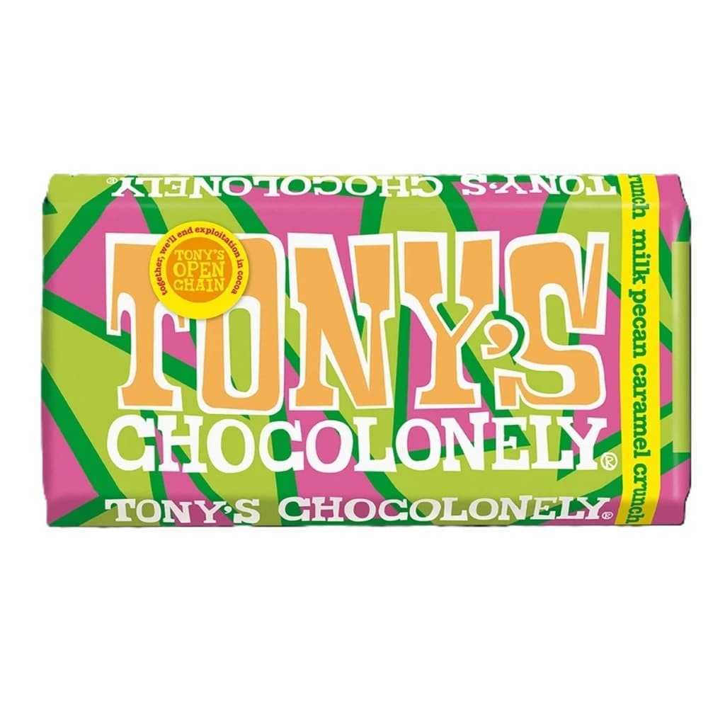 TONYS BARRA DE CHOCOLATE AO LEITE COM PEDAÇOS DE PECÂS, CARAMELO E BISCOITOS 180G IMPORTADO
