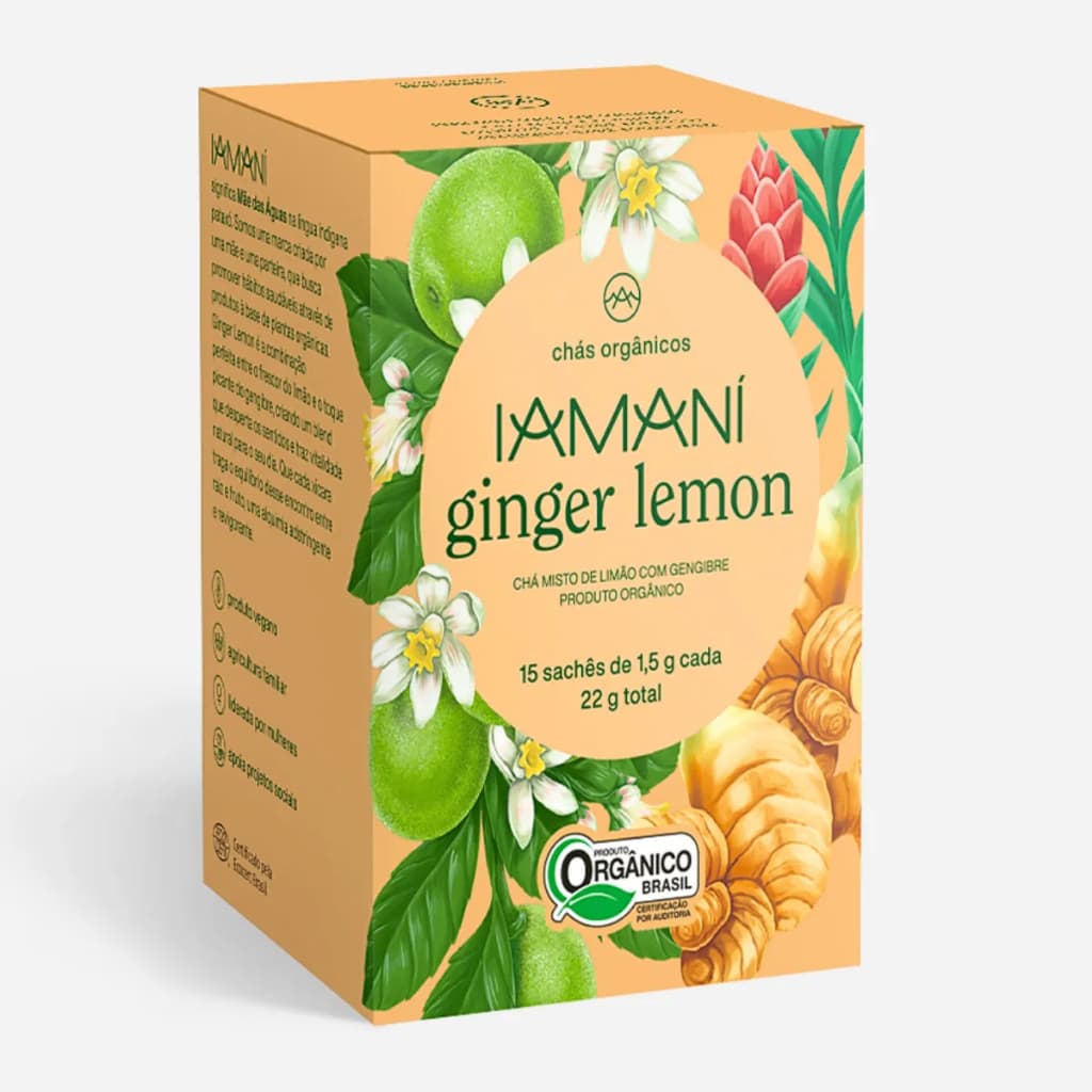 Chá Orgânico Ginger Lemon - 15 saches Iamani