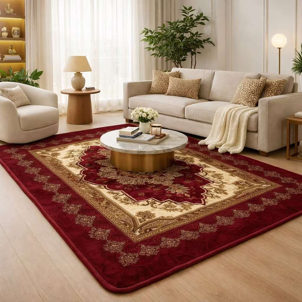 Tapete para sala de estar com estampa floral 3D, 200×230cm, antiderrapante e macio.