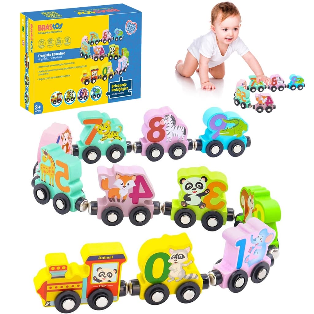 Brastoy Brinquedos Educativos Números Magnéticos Carreta Prancha Brinquedo Pedagógico Em Madeira