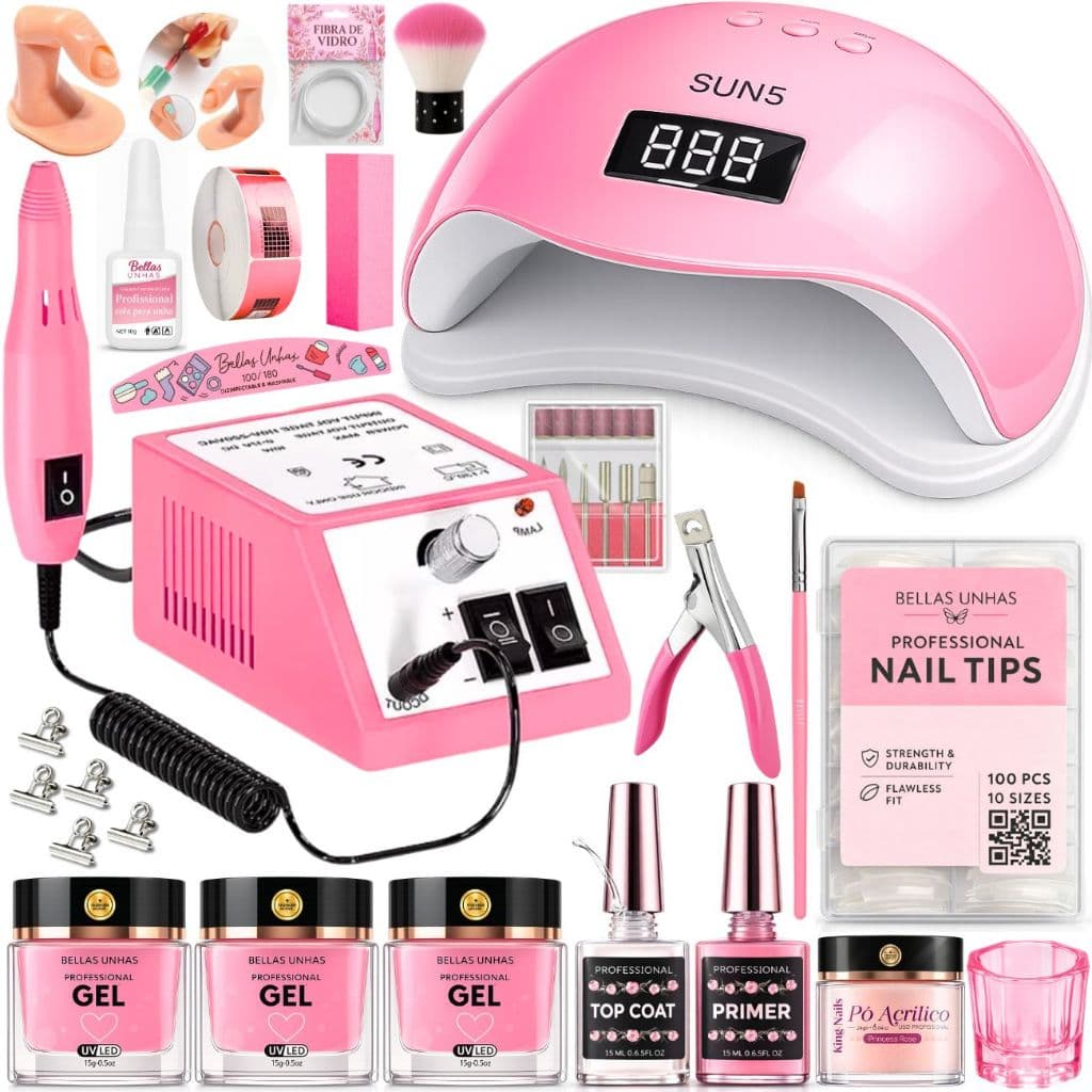 Kit Unhas em Gel Alongamento Manicure Completo Cabine Lixadeira Mercedes | Envio Imediato