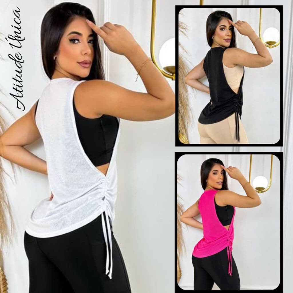 Blusa Academia Feminina Puxar ) Regata Veste Legging Camisão Tapa Bumbum Camiseta Tule  Roupas de Academia Dry Fit